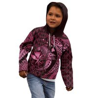 Aloha Hawaii Hammerhead Shark Kid Hoodie Pink Kakau and Polynesian Tattoo LT03
