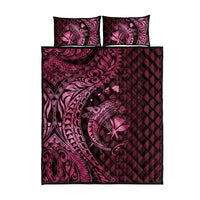 Aloha Hawaii Hammerhead Shark Quilt Bed Set Pink Kakau and Polynesian Tattoo LT03