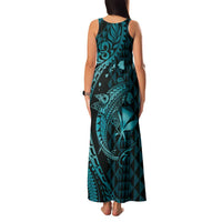 Aloha Hawaii Hammerhead Shark Family Matching Tank Maxi Dress and Hawaiian Shirt Turquoise Kakau and Polynesian Tattoo LT03