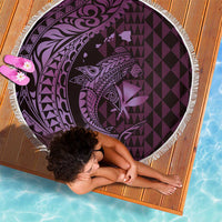 Aloha Hawaii Hammerhead Shark Beach Blanket Purple Kakau and Polynesian Tattoo LT03