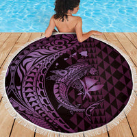 Aloha Hawaii Hammerhead Shark Beach Blanket Purple Kakau and Polynesian Tattoo LT03
