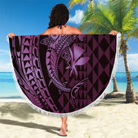 Aloha Hawaii Hammerhead Shark Beach Blanket Purple Kakau and Polynesian Tattoo LT03