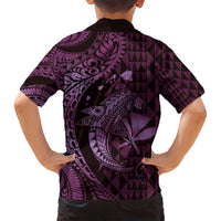 Aloha Hawaii Hammerhead Shark Family Matching Tank Maxi Dress and Hawaiian Shirt Purple Kakau and Polynesian Tattoo LT03 - Polynesian Pride