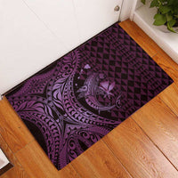 Aloha Hawaii Hammerhead Shark Rubber Doormat Purple Kakau and Polynesian Tattoo LT03