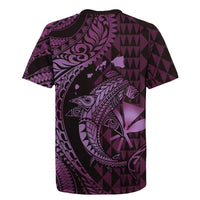 Aloha Hawaii Hammerhead Shark Rugby Jersey Purple Kakau and Polynesian Tattoo LT03