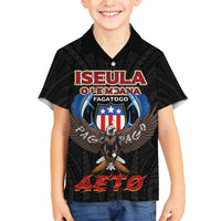 American Samoa Fautasi Family Matching Long Sleeve Bodycon Dress and Hawaiian Shirt Pago Pago Aeto and Iseula o le Moana of Fagatogo Black Color - Polynesian Pride