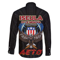 American Samoa Fautasi Family Matching Off Shoulder Maxi Dress and Hawaiian Shirt Pago Pago Aeto and Iseula o le Moana of Fagatogo Black Color - Polynesian Pride