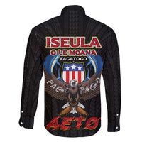 American Samoa Fautasi Family Matching Short Sleeve Bodycon Dress and Hawaiian Shirt Pago Pago Aeto and Iseula o le Moana of Fagatogo Black Color - Polynesian Pride