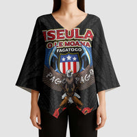 American Samoa Fautasi Kimono Sleeve Blouse Pago Pago Aeto and Iseula o le Moana of Fagatogo Black Color - Polynesian Pride