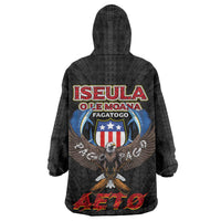 American Samoa Fautasi Wearable Blanket Hoodie Pago Pago Aeto and Iseula o le Moana of Fagatogo Black Color - Polynesian Pride