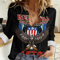 American Samoa Fautasi Women Casual Shirt Pago Pago Aeto and Iseula o le Moana of Fagatogo Black Color - Polynesian Pride