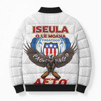 American Samoa Fautasi Bomber Puffer Jacket Pago Pago Aeto and Iseula o le Moana of Fagatogo White Color - Polynesian Pride