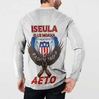 American Samoa Fautasi Button Sweatshirt Pago Pago Aeto and Iseula o le Moana of Fagatogo White Color - Polynesian Pride