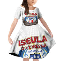 American Samoa Fautasi Family Matching Off Shoulder Short Dress and Hawaiian Shirt Pago Pago Aeto and Iseula o le Moana of Fagatogo White Color - Polynesian Pride