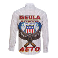 American Samoa Fautasi Long Sleeve Button Shirt Pago Pago Aeto and Iseula o le Moana of Fagatogo White Color - Polynesian Pride