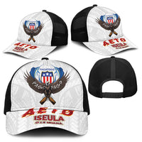 American Samoa Fautasi Mesh Trucker Cap Pago Pago Aeto and Iseula o le Moana of Fagatogo White Color - Polynesian Pride
