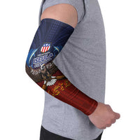 American Samoa Fautasi Arm Sleeves Pago Pago Aeto and Iseula o le Moana of Fagatogo Red-Blue - Polynesian Pride