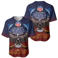 American Samoa Fautasi Baseball Jersey Pago Pago Aeto and Iseula o le Moana of Fagatogo Red-Blue - Polynesian Pride