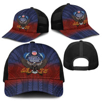 American Samoa Fautasi Baseball Net Cap Pago Pago Aeto and Iseula o le Moana of Fagatogo Red-Blue - Polynesian Pride