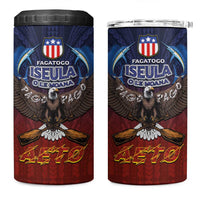 American Samoa Fautasi 4 in 1 Can Cooler Tumbler Pago Pago Aeto and Iseula o le Moana of Fagatogo Red-Blue - Polynesian Pride