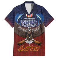 American Samoa Fautasi Hawaiian Shirt Pago Pago Aeto and Iseula o le Moana of Fagatogo Red-Blue - Polynesian Pride