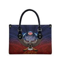 American Samoa Fautasi Leather Bag Pago Pago Aeto and Iseula o le Moana of Fagatogo Red-Blue - Polynesian Pride