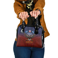 American Samoa Fautasi Shoulder Handbag Pago Pago Aeto and Iseula o le Moana of Fagatogo Red-Blue - Polynesian Pride