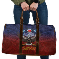 American Samoa Fautasi Travel Bag Pago Pago Aeto and Iseula o le Moana of Fagatogo Red-Blue - Polynesian Pride