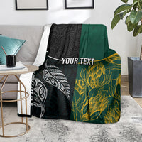 Personalised South Africa and New Zealand Blanket King Protea and Silver Fern Mix Culture Pattern LT03 - Polynesian Pride