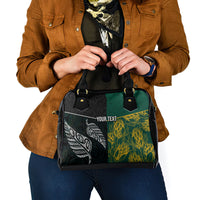 Personalised South Africa and New Zealand Shoulder Handbag King Protea and Silver Fern Mix Culture Pattern LT03 - Polynesian Pride