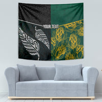 Personalised South Africa and New Zealand Tapestry King Protea and Silver Fern Mix Culture Pattern LT03 - Polynesian Pride