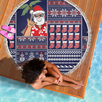 Hawaii Mele Kalikimaka Beach Blanket Aloha and Christmas Elements Patchwork Blue Style LT03 - Polynesian Pride