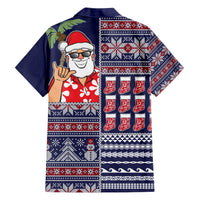 Hawaii Mele Kalikimaka Family Matching Short Sleeve Bodycon Dress and Hawaiian Shirt Aloha and Christmas Elements Patchwork Blue Style LT03 - Polynesian Pride