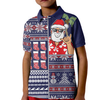 Hawaii Mele Kalikimaka Kid Polo Shirt Aloha and Christmas Elements Patchwork Blue Style LT03 Kid Blue - Polynesian Pride