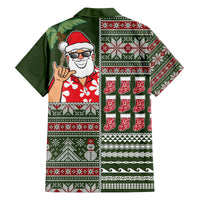 Hawaii Mele Kalikimaka Family Matching Off Shoulder Maxi Dress and Hawaiian Shirt Aloha and Christmas Elements Patchwork Green Style LT03 - Polynesian Pride