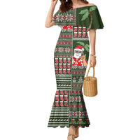 Hawaii Mele Kalikimaka Mermaid Dress Aloha and Christmas Elements Patchwork Green Style LT03 Women Green - Polynesian Pride