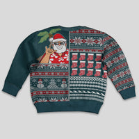 Hawaii Mele Kalikimaka Kid Ugly Christmas Sweater Aloha and Christmas Elements Patchwork Turquoise Style LT03 - Polynesian Pride