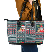 Hawaii Mele Kalikimaka Leather Tote Bag Aloha and Christmas Elements Patchwork Turquoise Style LT03 - Polynesian Pride