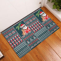 Hawaii Mele Kalikimaka Rubber Doormat Aloha and Christmas Elements Patchwork Turquoise Style LT03 Turquoise - Polynesian Pride