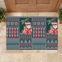 Hawaii Mele Kalikimaka Rubber Doormat Aloha and Christmas Elements Patchwork Turquoise Style LT03 - Polynesian Pride
