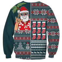 Hawaii Mele Kalikimaka Sweatshirt Aloha and Christmas Elements Patchwork Turquoise Style LT03 - Polynesian Pride