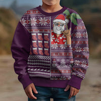 Hawaii Mele Kalikimaka Kid Ugly Christmas Sweater Aloha and Christmas Elements Patchwork Pink Style LT03 - Polynesian Pride