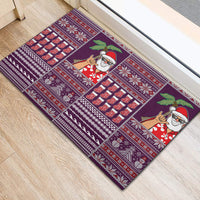 Hawaii Mele Kalikimaka Rubber Doormat Aloha and Christmas Elements Patchwork Pink Style LT03 - Polynesian Pride