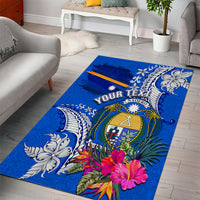 Personalised Nauru Coat of Arms Area Rug Tropical Flower Polynesian Pattern LT03 - Polynesian Pride