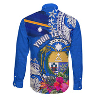 Personalised Nauru Coat of Arms Family Matching Puletasi and Hawaiian Shirt Tropical Flower Polynesian Pattern LT03 - Polynesian Pride