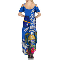 Personalised Nauru Coat of Arms Family Matching Summer Maxi Dress and Hawaiian Shirt Tropical Flower Polynesian Pattern LT03 - Polynesian Pride