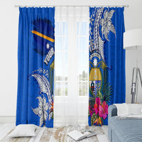 Personalised Nauru Coat of Arms Window Curtain Tropical Flower Polynesian Pattern LT03 - Polynesian Pride