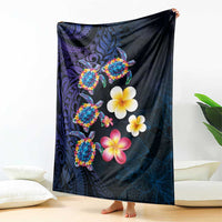 Hawaiian Turtles and Plumeria Blanket Polynesian Art Tribal Tattoo Dark Aqua Color LT03 - Polynesian Pride