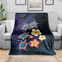 Hawaiian Turtles and Plumeria Blanket Polynesian Art Tribal Tattoo Dark Aqua Color LT03 - Polynesian Pride