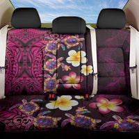 Hawaiian Turtles and Plumeria Back Car Seat Cover Polynesian Art Tribal Tattoo Cerise
